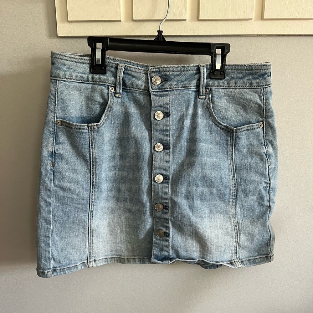 buttoned down denim skirt